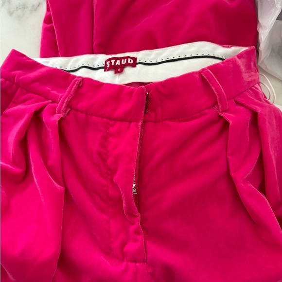 Staud- NWT Hot Pink Velvet Wide Leg Trouser Luisa Pant - Picture 3 of 5